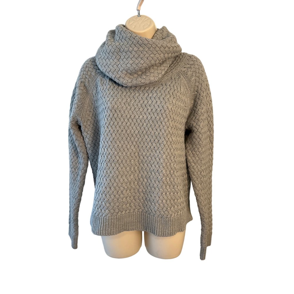 New York & Company Gray Cowl Neck Textured Knit Sweater Womens Medium RN23243